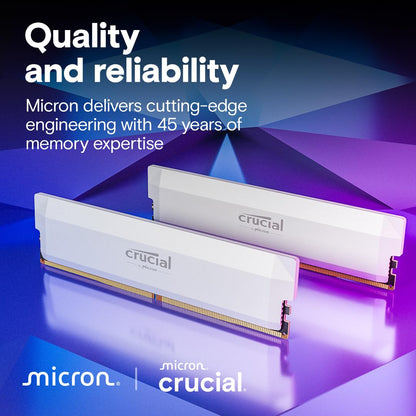 CRUCIAL PRO 32GB KIT (2X16GB) DDR5-6400 UDIMM CL38 WHITE CP2K16G64C38U5W