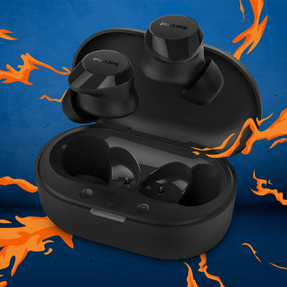 PHILIPS TAT1209BK/00 TRUE WIRELESS EARBUDS, IN-EAR ACTIVE NOISE CANCELLING BLUETOOTH V5.3 EARPHONES WITH MIC, 18H PLAY TIME, SHANK SHAPE, IPX4, TOUCH CONTROLS & CHARGING CASE FOR IPHONE/IPAD (BLACK)