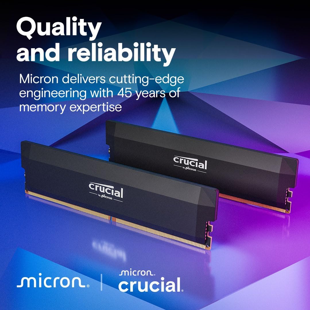 CRUCIAL PRO 64GB (2X32GB) DDR5-6400 UDIMM CL40 BLACK CP2K32G64C40U5B