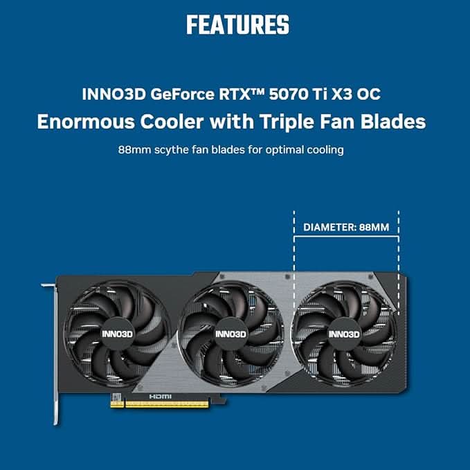 Inno3D Nvidia GeForce RTX 5070 Ti X3 OC 16GB GDDR7 Gaming Graphics Card