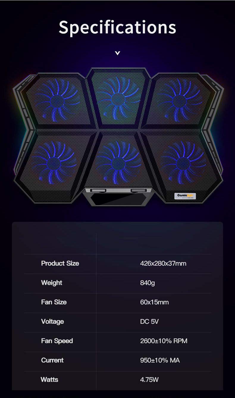 COSMIC BYTE METEOROID RGB COOLING PAD BLACK/BLUE