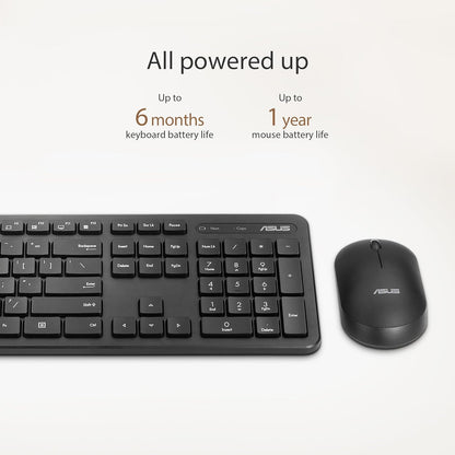 ASUS WIRELESS KEYBOARD AND SILENT OPTICAL MOUSE SET CW100 (BLACK)