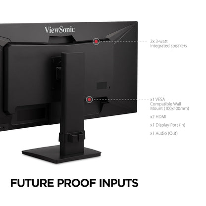 VIEWSONIC VA3456-MHDJ 86.36 CM (34") MONITOR UWQHD | 21:9 ASPECT RATIO | S-IPS | 420 NITS | SRGB 104% | ERGONOMICS | HDR 400 READY | 6W (3X3) SPEAKERS | 2-HDMI 2.0 | DP