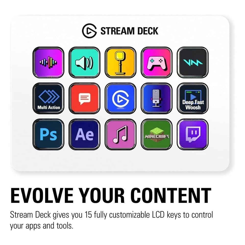 ELGATO STREAM DECK MK2 - 15 CUSTOMIZABLE LCD KEYS WHITE 10GBA9911