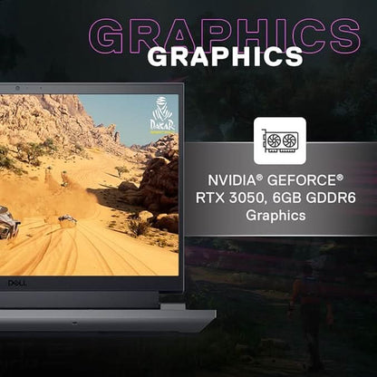 Dell Gaming G15-5530, Intel Core i5 13th Gen-13450HX, NVIDIA GeForce RTX 3050-6GB, 16GB RAM, 512GB SSD, FHD 250nits 15.6"/39.62cm, 120Hz, Windows11, MSOffice 2021,Dark Shadow Gray,2.65Kg Gaming Laptop