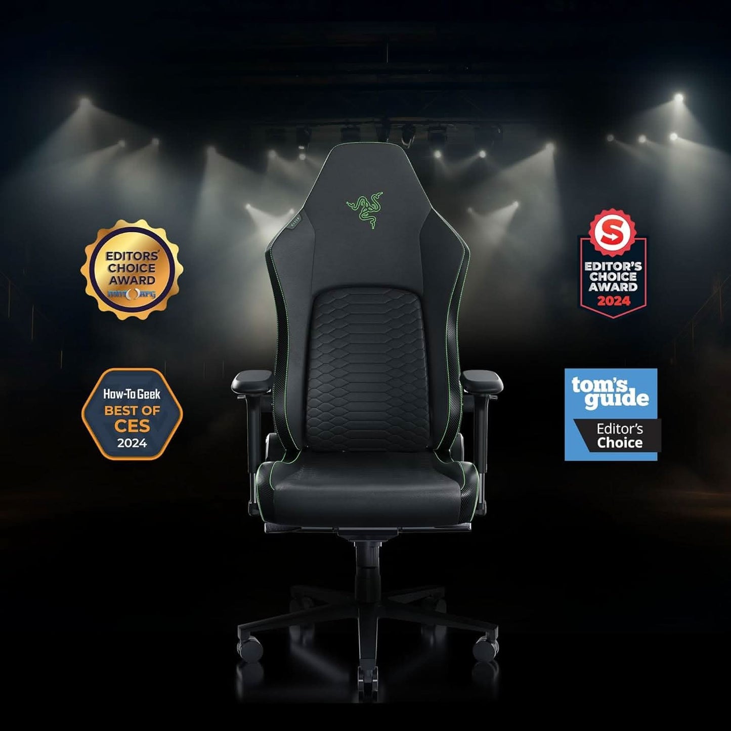 RAZER ISKUR V2 - BLACK - GAMING CHAIR WITH BUILT-IN LUMBAR SUPPORT-RZ38-04900200-R3U1