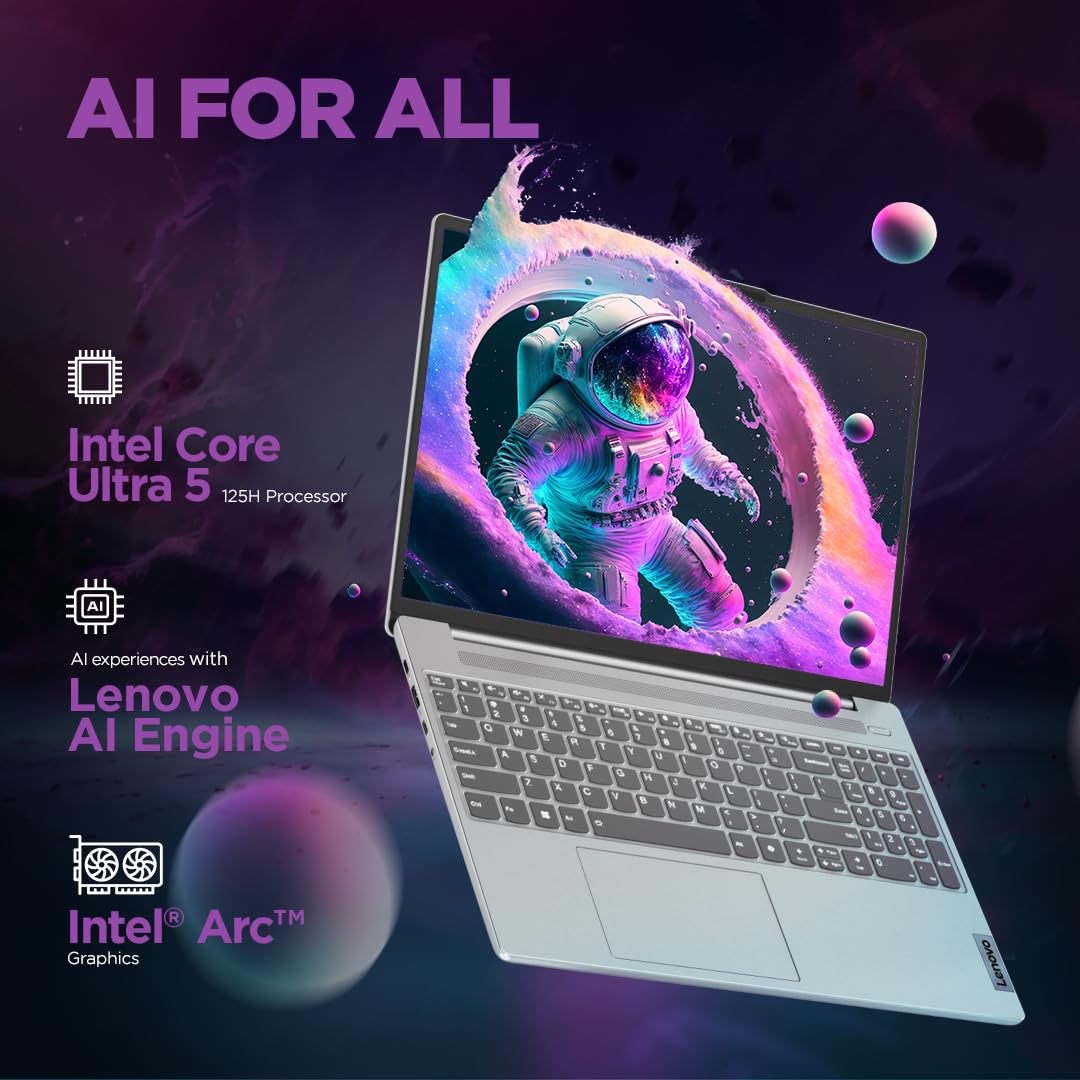 LENOVO IDEAPAD SLIM 5 INTEL CORE ULTRA 5 125H BUILT-IN AI 16 INCH (40.6CM) WUXGA-IPS 300NITS THIN & LIGHT LAPTOP (16GB/1TB SSD/WIN 11/OFFICE 21/FHD+IR CAMERA/ALEXA/3 MON GAMEPASS/GREY/1.8KG), 83DC0003IN