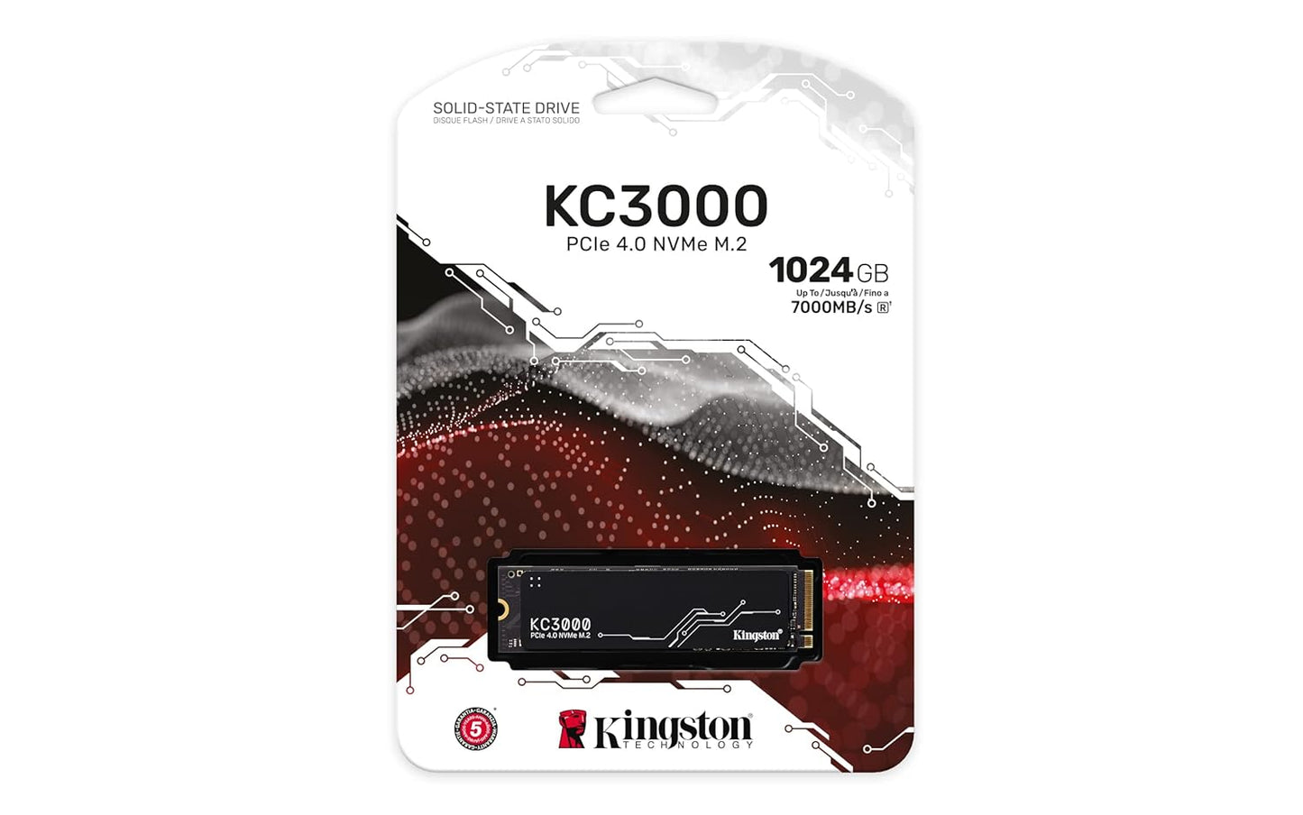 KINGSTON KC3000 PCIE 4.0 NVME M.2 SSD - HIGH-PERFORMANCE STORAGE FOR DESKTOP AND LAPTOP PCS -SKC3000S/1024G, 7,000MB/S READ, 3,900MB/S WRITE, BLACK