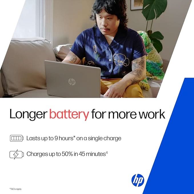 HP 14 Laptop, 13th Gen Intel Core i3-1315U (8GB DDR4, 512GB SSD) FHD, Anti-Glare, Micro-Edge, 14''/35.6cm, Win11, M365 Basic(1yr) Office24, Silver, 1.4kg, ep0343TU, FHD Camera w/Shutter