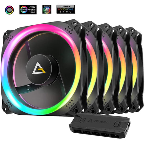 ANTEC Prizm 120mm ARGB Dual Ring Cabinet Fans With LED Controller ( Five Pack )