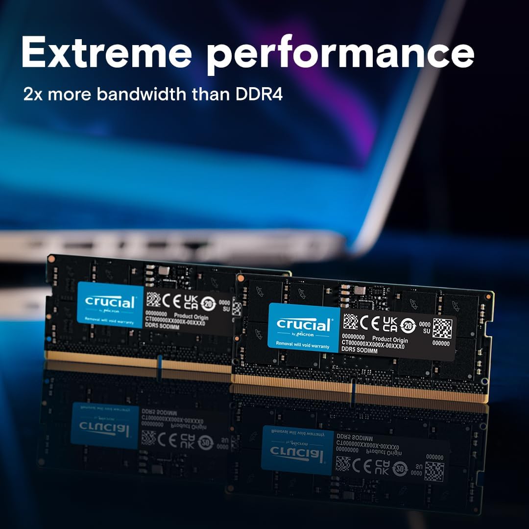 CRUCIAL 32GB KIT (2X16GB) DDR5-5600 SODIMM CL46 RAM CT2K16G56C46S5