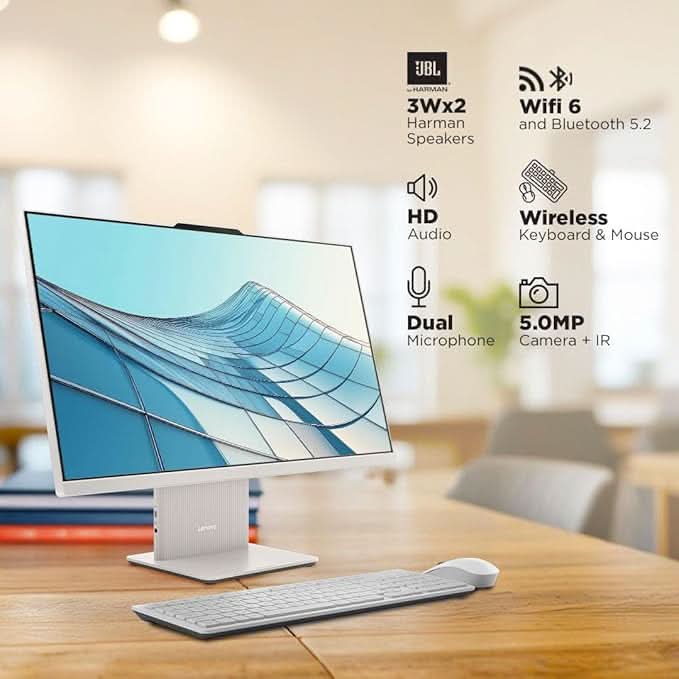 Lenovo IdeaCentre AIO Intel Core i5-13420H 27" FHD Touchscreen (24GB RAM/1TB SSD/Win11/Microsoft 365 + Office 24/3Wx2 Harman/Wireless EOS Keyboard & Mouse,Grey), F0HM00W3IN All-in-One Desktop