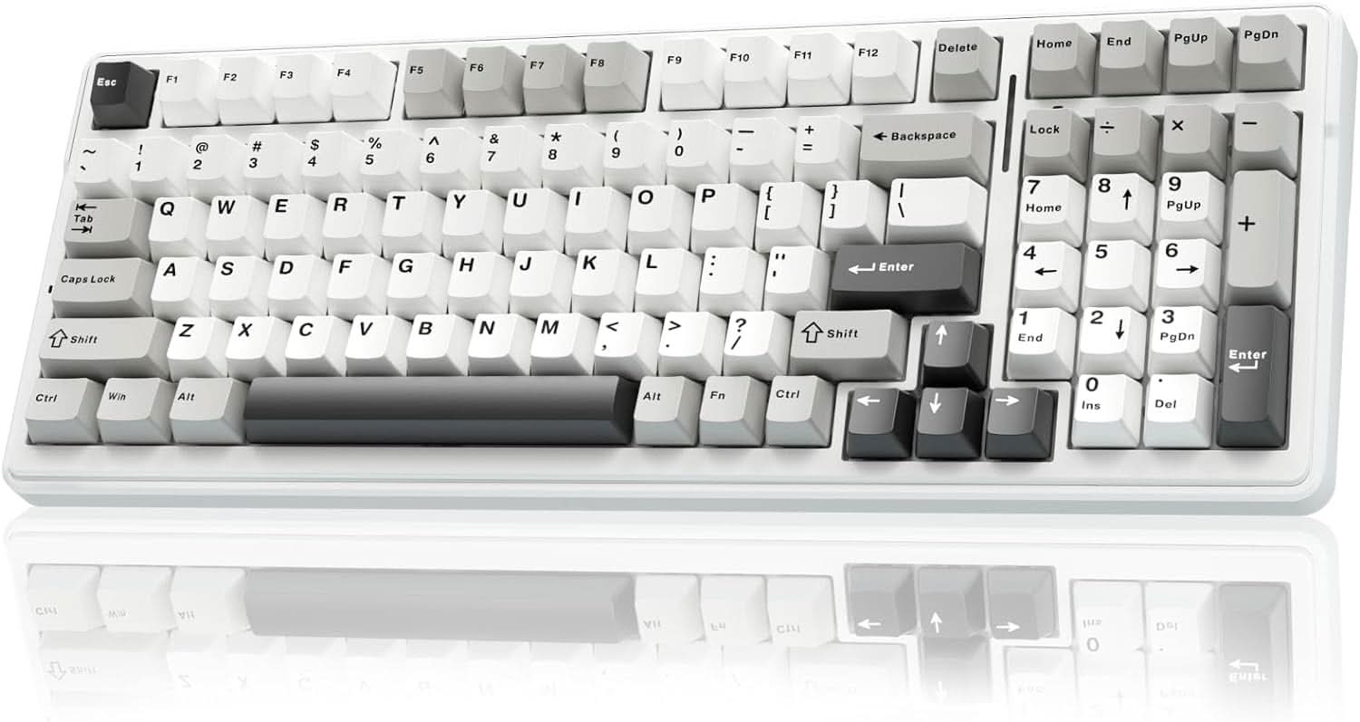 AULA F99 GRAY WHITE GRAYWOOD SWITCH MECHANICAL GAMING KEYBOARD
