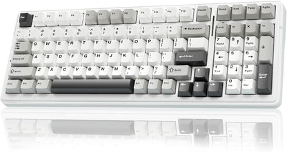AULA F99 GRAY WHITE GRAYWOOD SWITCH MECHANICAL GAMING KEYBOARD
