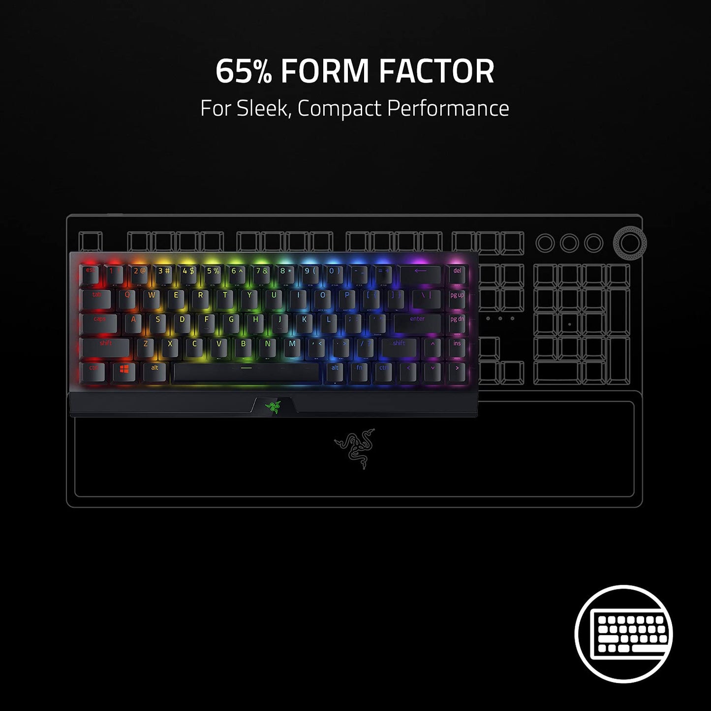 RAZER BLACKWIDOW V3 MINI HYPERSPEED - 65% WIRELESS MECHANICAL GAMING KEYBOARD (GREEN SWITCH) RZ03-03891400-R3M1