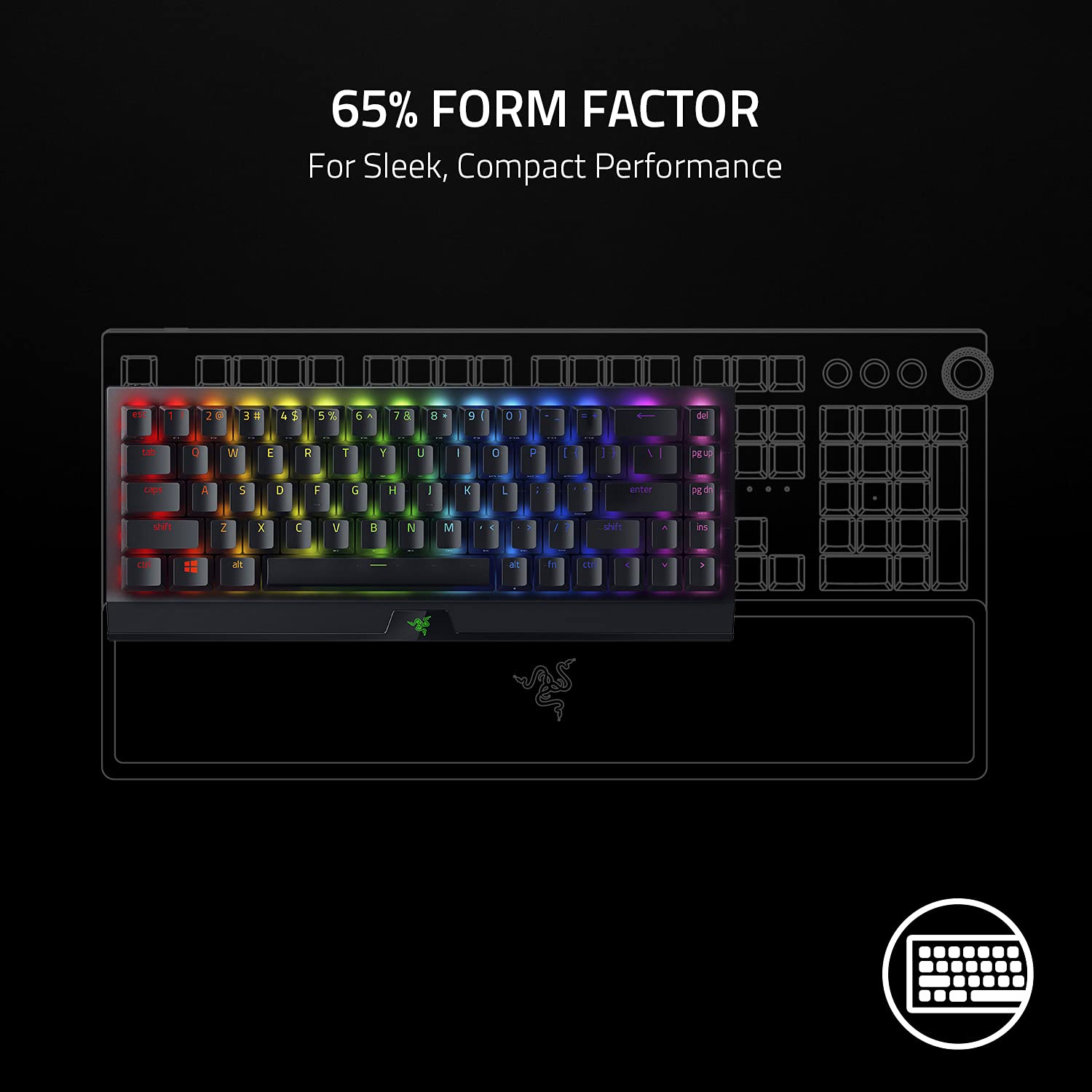 RAZER BLACKWIDOW V3 MINI HYPERSPEED - 65% WIRELESS MECHANICAL GAMING KEYBOARD (GREEN SWITCH) RZ03-03891400-R3M1