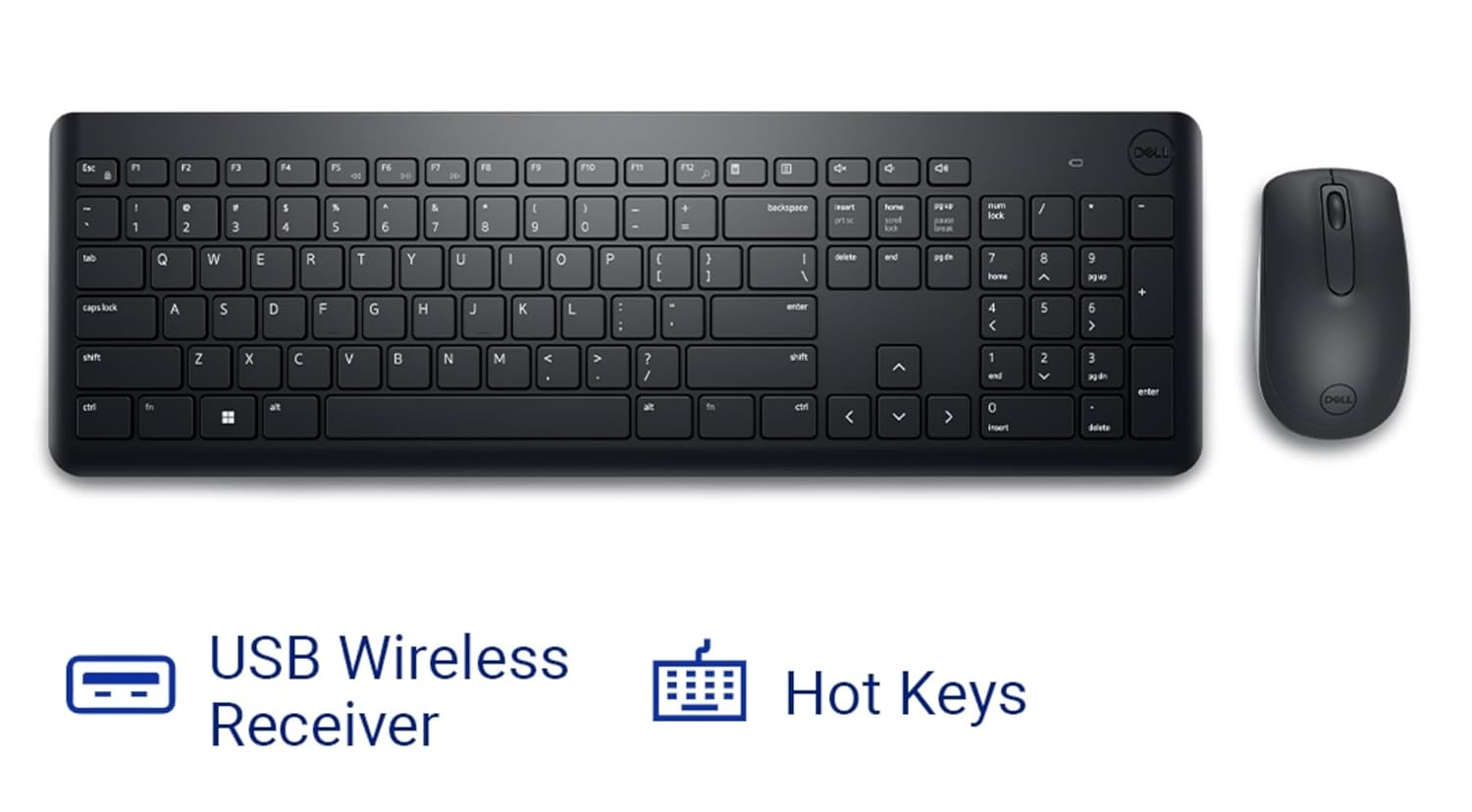 DELL KM3322W WIRELESS USB KEYBOARD AND MOUSE COMBO - BLACK