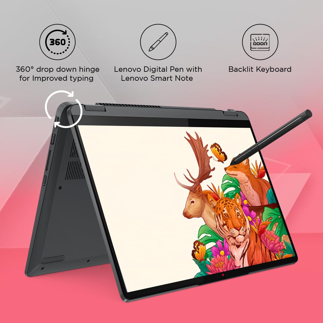 LENOVO IDEAPAD FLEX 5 AMD RYZEN 5 7530U 14 INCH (35.5CM) WUXGA+ IPS 2-IN-1 LAPTOP (16GB/512GB SSD/WIN 11/OFFICE 2021/BACKLIT KB/FPR/FHD CAMERA/ALEXA/3 MONTH GAME PASS/ARCTIC GREY/1.55KG), 82XX007KIN