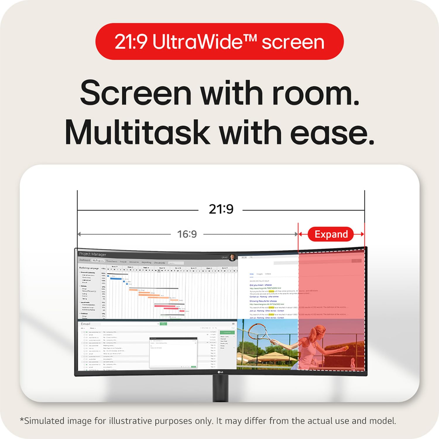 LG 34 INCHES CURVED ULTRA WIDE WQHD MONITOR, BLACK- 34WR50QK-B