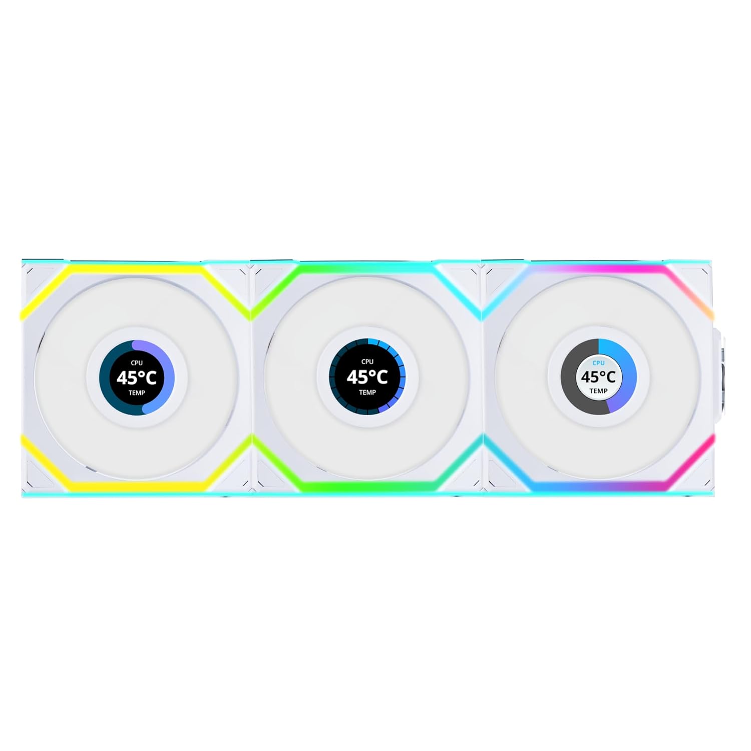 LIAN LI UNI FAN SL WIRELESS LCD 3 X 120MM KIT CASE FAN I COOLER- WHITE I G99.12SLLCD1W3W.IN