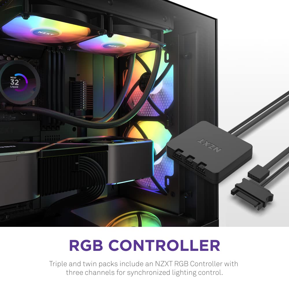 NZXT F120 RGB CORE 120MM CABINET FAN BLACK TRIPLE PACK (RF-C12TF-B1)