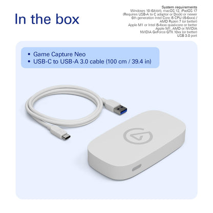 ELGATO GAME CAPTURE NEO 4K60 HDR USB PASSTHROUGH, 1080P60 CAPTURE 10GBI9901