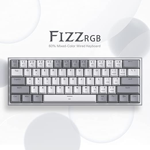 REDRAGON K617 Fizz 60% Mechanical Wired Gaming Keyboard ( White / Grey ) ( Red Linear Switch )