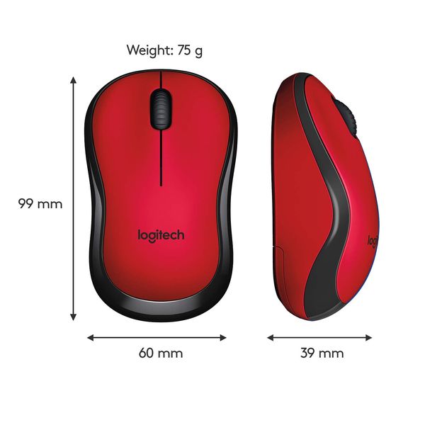 LOGITECH M221 Silent Wireless Ambidextrous Gaming Mouse ( 鈥?10-004884 ) ( 1000DPI / 3 Macro Button ) ( Red )