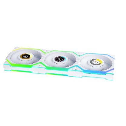 LIAN LI UNI FAN SL WIRELESS LCD 3 X 120MM KIT CASE FAN I COOLER- WHITE I G99.12SLLCD1W3W.IN