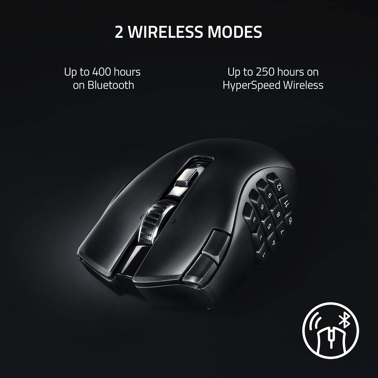 RAZER NAGA V2 HYPERSPEED - WIRELESS MMO GAMING MOUSE RZ01-03600100-R3A1