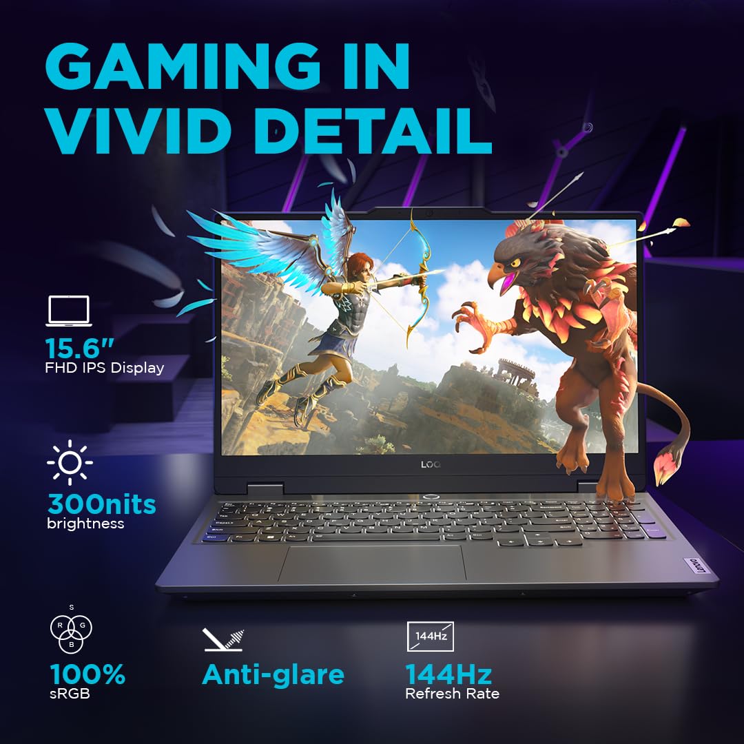 LENOVO LOQ 2024 12TH GEN INTEL CORE I5-12450HX 15.6 INCH (39.6CM) 144HZ 300NITS FHD IPS GAMING LAPTOP (16GB/512GB SSD/NVIDIA RTX 3050 6GB GRAPHICS/WIN 11/NON-MSO/3 MON. GAME PASS/GREY/2.4KG), 83GS003NIN