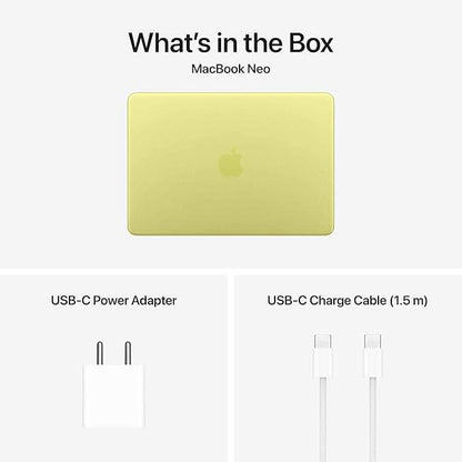 Apple 13-inch MacBook Neo: Apple A18 Pro chip with 6 core CPU and 5 core GPU, 8GB, 512GB SSD, Touch ID - Citrus