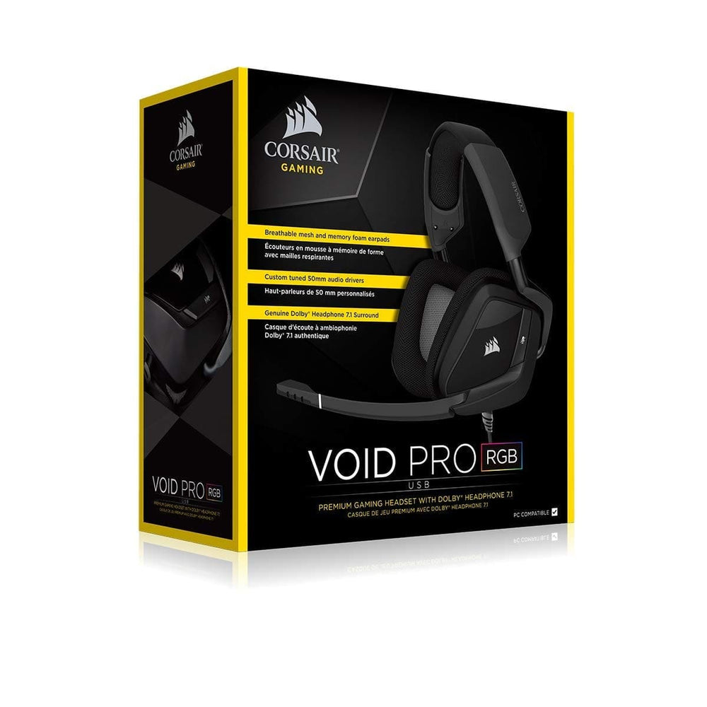 CORSIR Void Pro RGB USB 7.1 Surround Gaming Headphone With Mic ( Black ) ( PC/Mobile/Mac/Xbox )