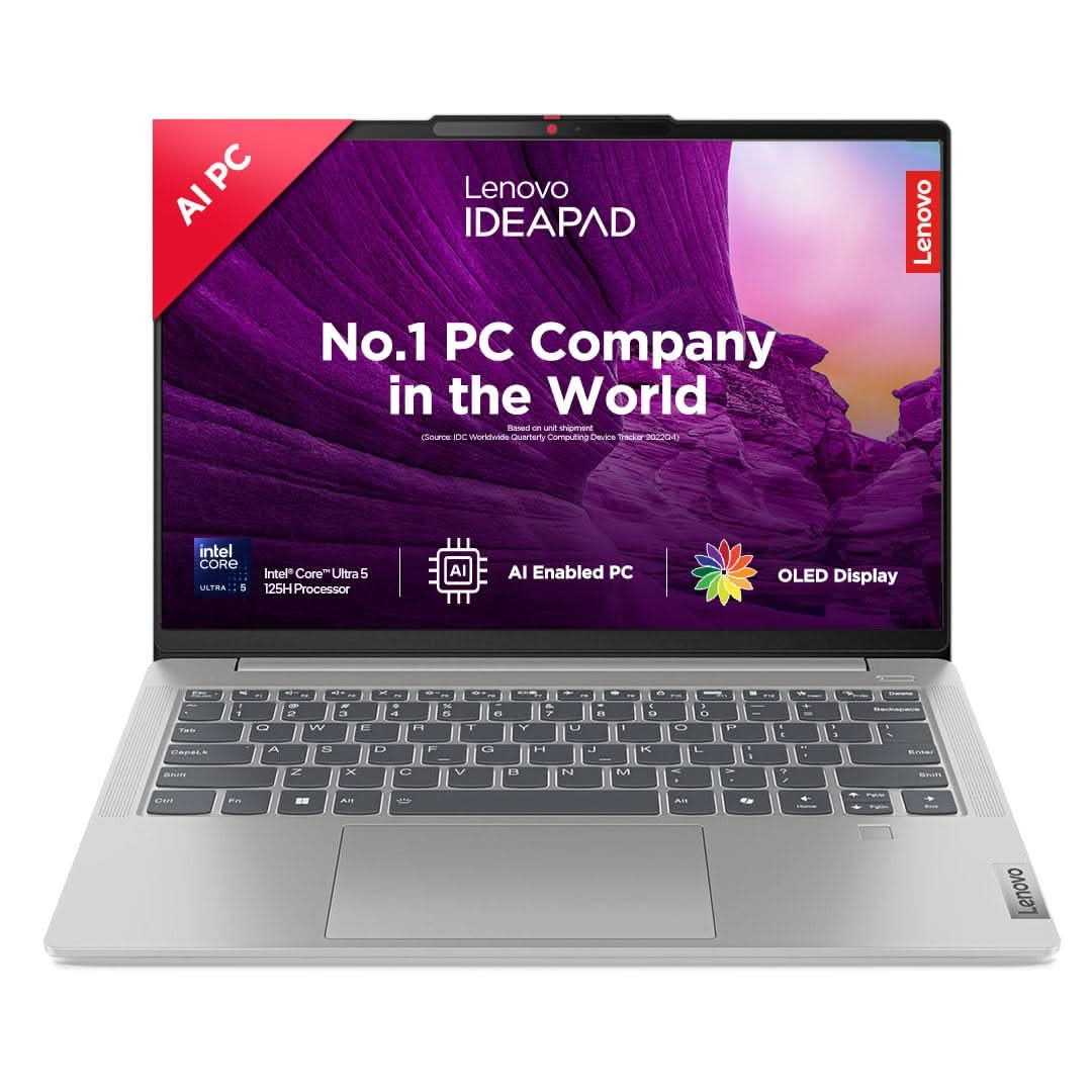 LENOVO IDEAPAD SLIM 5 INTEL CORE ULTRA 5 125H BUILT-IN AI 14 INCH (35.5CM) WUXGA-OLED 400NITS THIN & LIGHT LAPTOP (16GB/1TB SSD/WIN 11/OFFICE 21/FHD+IR CAMERA/ALEXA/3 MON GAMEPASS/GREY/1.4KG), 83DA003GIN