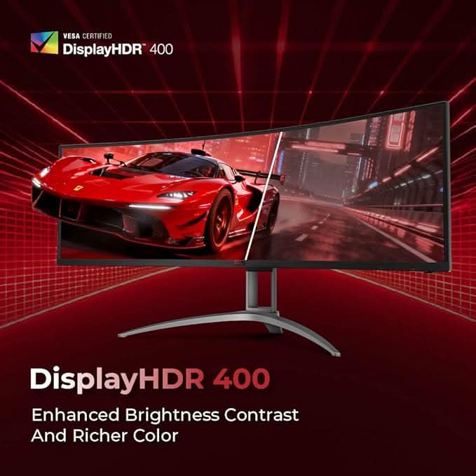 AOC AG493UCX2 48.8 Curved Gaming Monitor - Black | Dual-QHD 5120×1440 (32:9) |165Hz Refresh |1ms MPRT, FreeSync Premium | DisplayHDR400 | USB-C & KVM | UltraWide VA Panel