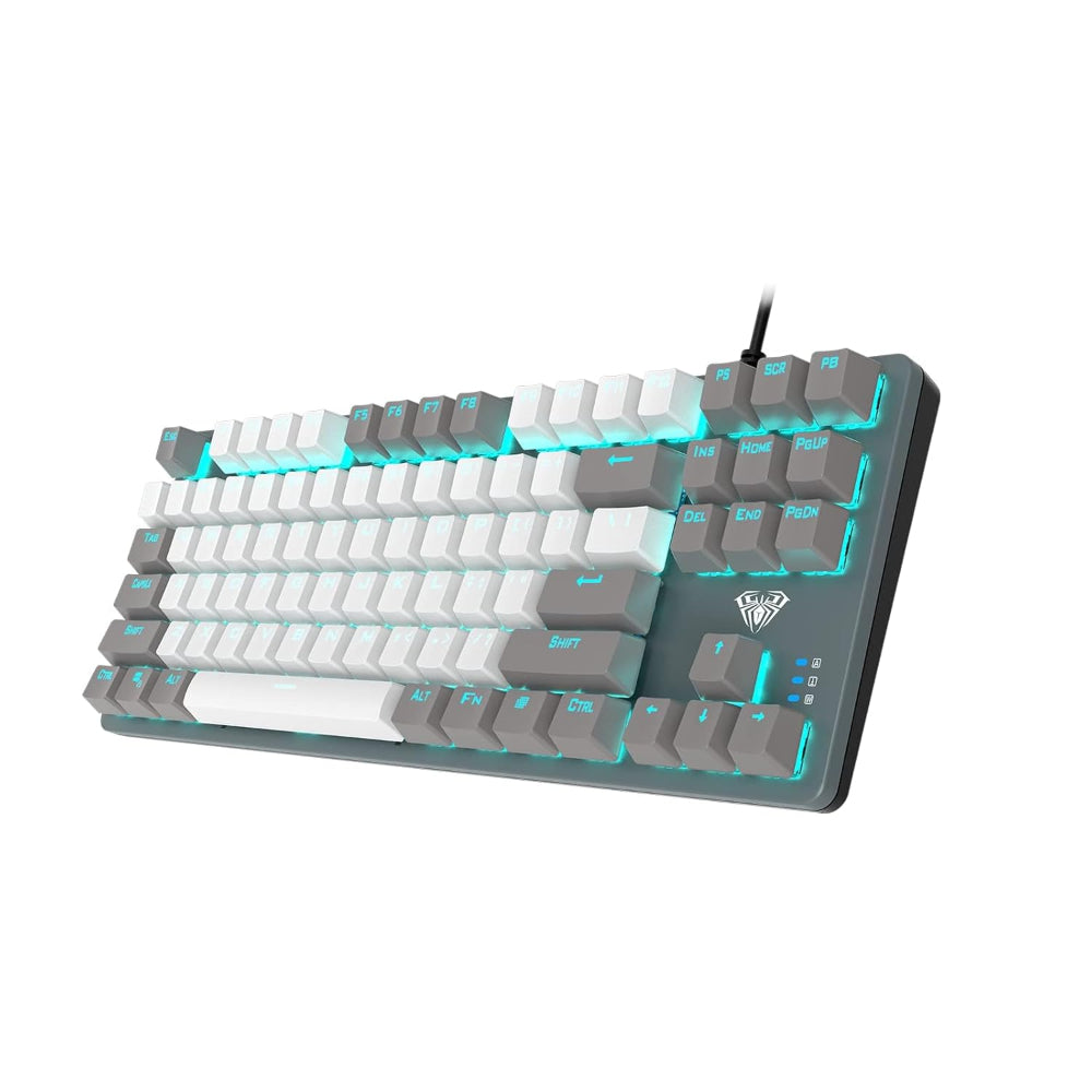 AULA F3287 Tenkeyless Wired Mechanical Gaming Keyboard ( Grey/White ) ( Blue Switch ) ( F3287GW )