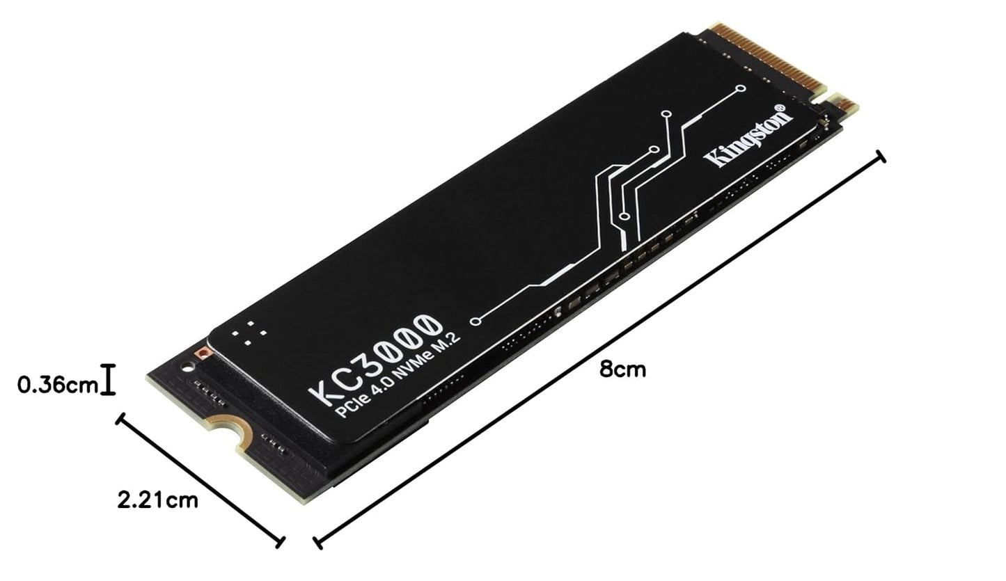 KINGSTON KC3000 PCIE 4.0 NVME M.2 SSD - HIGH-PERFORMANCE STORAGE FOR DESKTOP AND LAPTOP PCS -SKC3000D/4096G, 7,000MB/S READ, 7,000MB/S WRITE, BLACK
