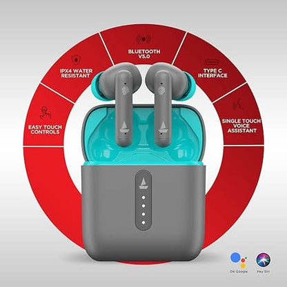 Boat Airdopes 148 TWS Ear Buds Wireless Earphones with mic (Cyan Cider)