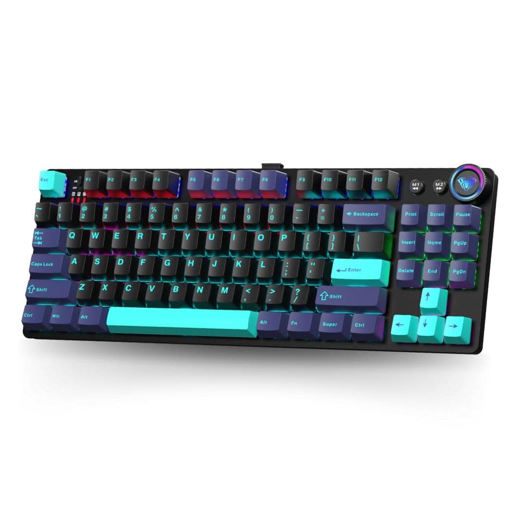 AULA M75 TRI-MODE (2.4G/BLUETOOTH/WIRED) HOT SWAPPABLE RGB, BLUE+BLACK+GREEN