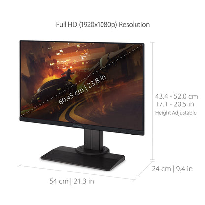 VIEWSONIC 60.96 CM (24") FHD FAST IPS 240HZ 0.5MS PREMIUM GAMING MONITOR,BLUR BUSTERS 2.0 CERTIFIED, VESA HDR 400, HEIGHT ADJUSTMENT, TILT, PIVOT, SWIVEL, HDMI,DP, USB A,B &104% SRGB-XG2431