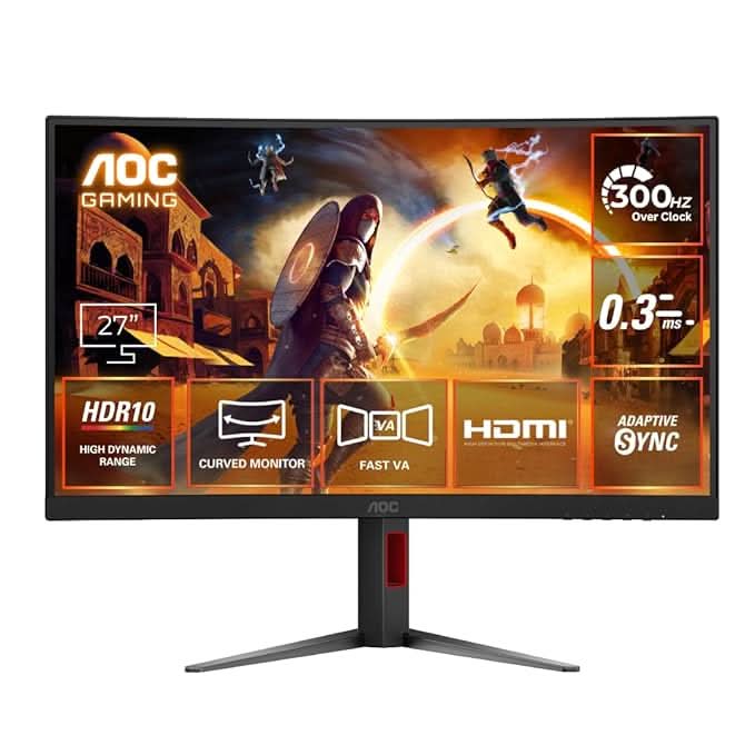 AOC 27 1500 R, FHD 1920x1080, 280 Hz, 0.3ms, 300 cd/m², HDMI 2.0 x 1, DP 1.4 x 1, NTSC 108% / sRGB 121% with Hight Adjustable Stand, AMD Freesync Premium