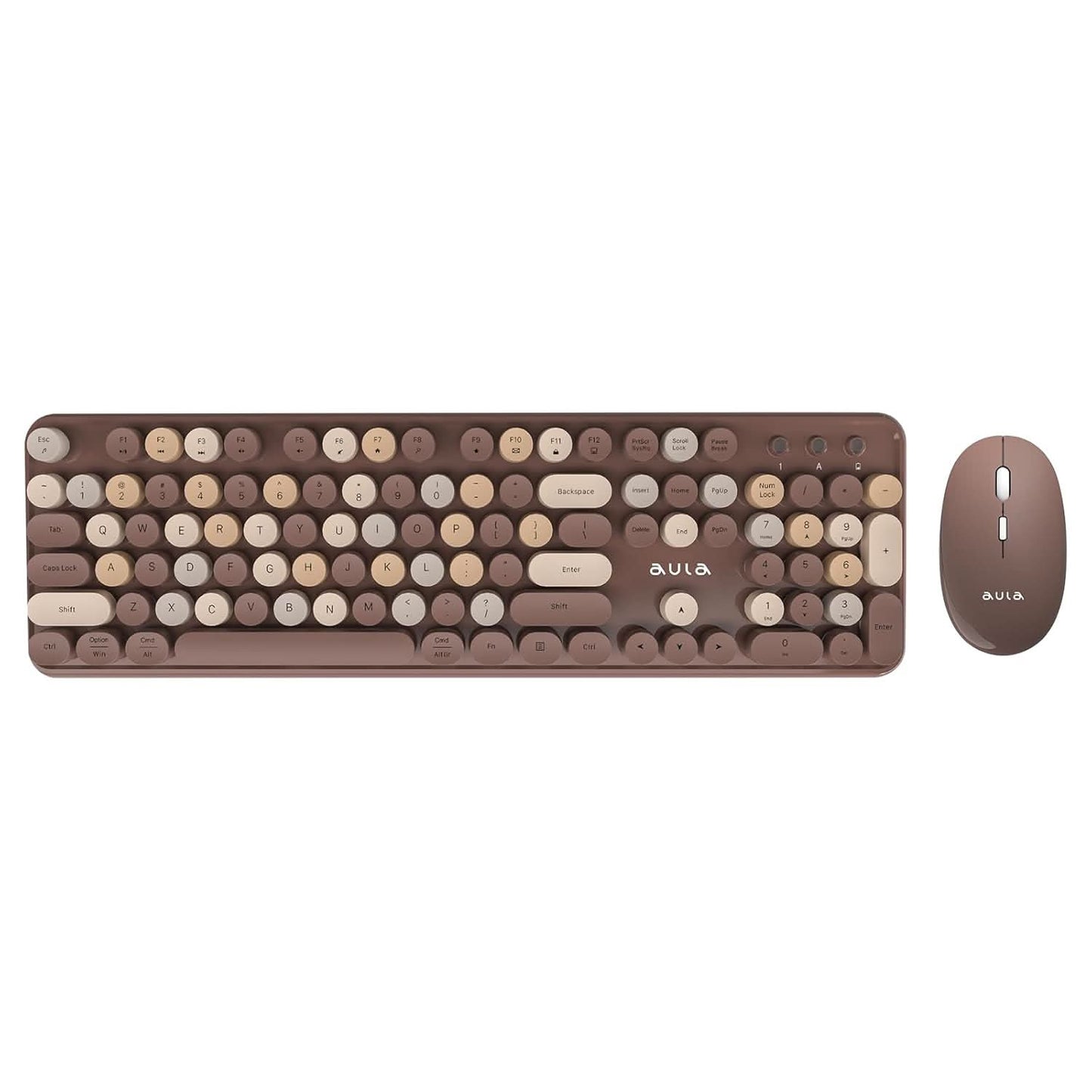 AULA AC306 WIRELESS KEYBOARD WITH RETRO KEYS ,MIX BROWN