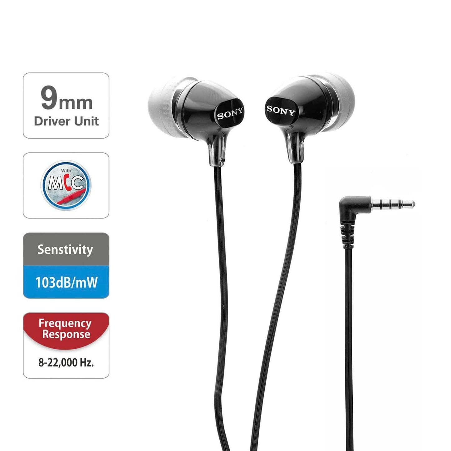 SONY MDR-EX14AP/BZ WIRED IN EAR HEADPHONE WITH MIC (BLACK)