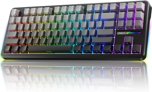 AULA F87 SIDE ENGRAVED GRADIENT GRAY REAPER SWITCH MECHANICAL GAMING KEYBOARD