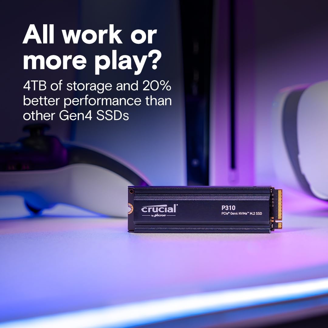 CRUCIAL P310 2TB PCIE GEN4 2280 NVME M.2 SSD WITH HEATSINK CT2000P310SSD5