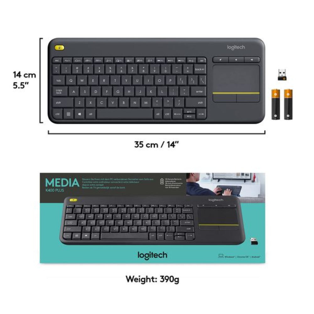 LOGITECH K400 Plus-AP 65% Membrane Wireless Touch keyboard ( Black )