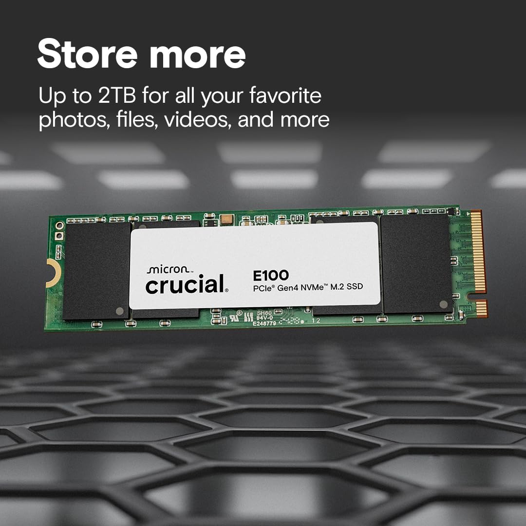 CRUCIAL E100 480GB PCIE GEN4 2280 NVME M.2 SSD CT480E100SSD8