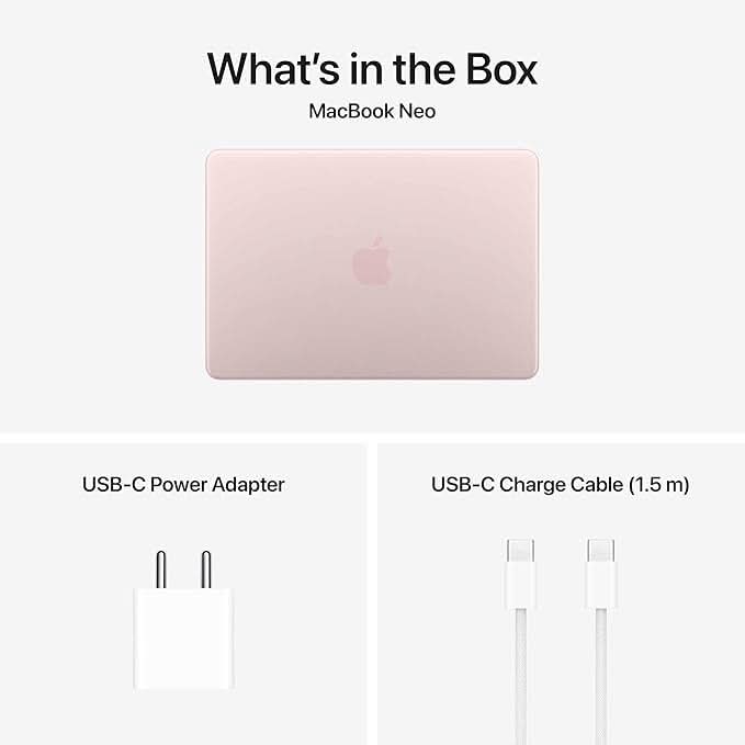 Apple 13-inch MacBook Neo: Apple A18 Pro chip with 6 core CPU and 5 core GPU, 8GB, 256GB SSD - Blush
