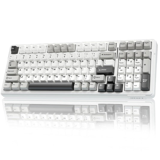 AULA F99 96% Wireless Membrane Gaming Keyboard ( Graywood Switch ) ( Gray / White ) ( F99GrWW )