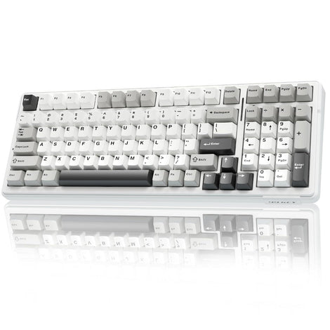 AULA F99 96% Wireless Membrane Gaming Keyboard ( Graywood Switch ) ( Gray / White ) ( F99GrWW )